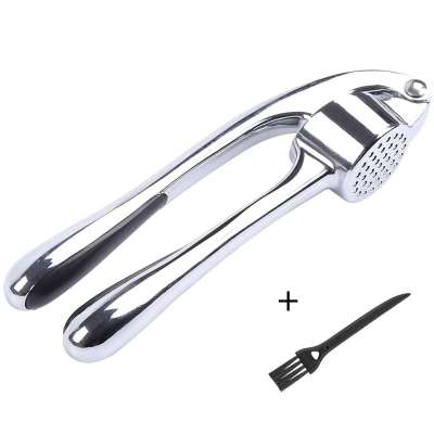 Garlic Press Heavy Soft-Handled Garlic Mincer Garlic Press Zinc Alloy Cleaning Brush