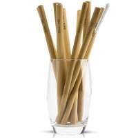 Reusable & Eco Friendly 10 pcs Bamboo Drinking Straws with Bendable Cleaning Brush