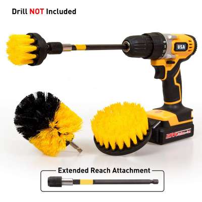 4 Pack Drill Brush Power Scrubber Cleaning Brush Extended Long Attachment Set All Purpose Drill Scrub Brushes Kit for Floor